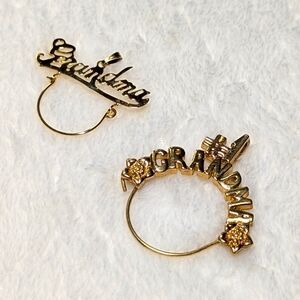 Vintage Gold Filled Necklace Charm Holders #1 Grandma - Qty 2